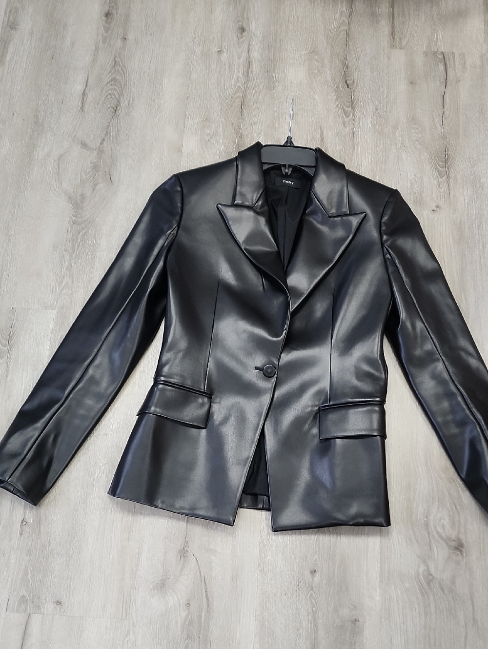 Theory Black Faux Leather Blazer
